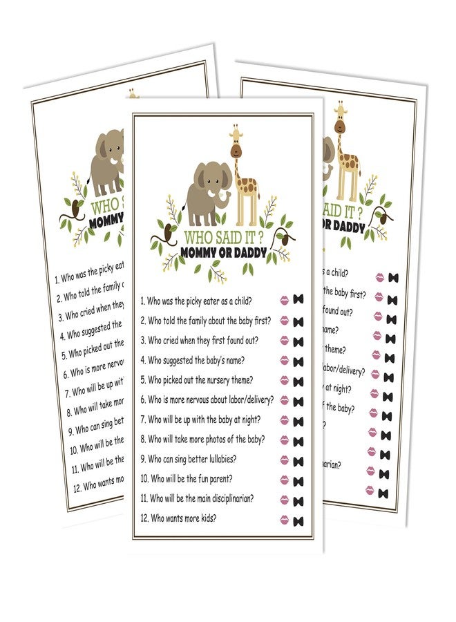 Inkdotpot لعبة "من قالها؟" من إنك دوت بوت، لعبة مسلية لحفلات استقبال المولود الجديد، 50 ورقة، لعبة مناسبة للجنسين، بتصميم زرافة وفيل. - Image 1